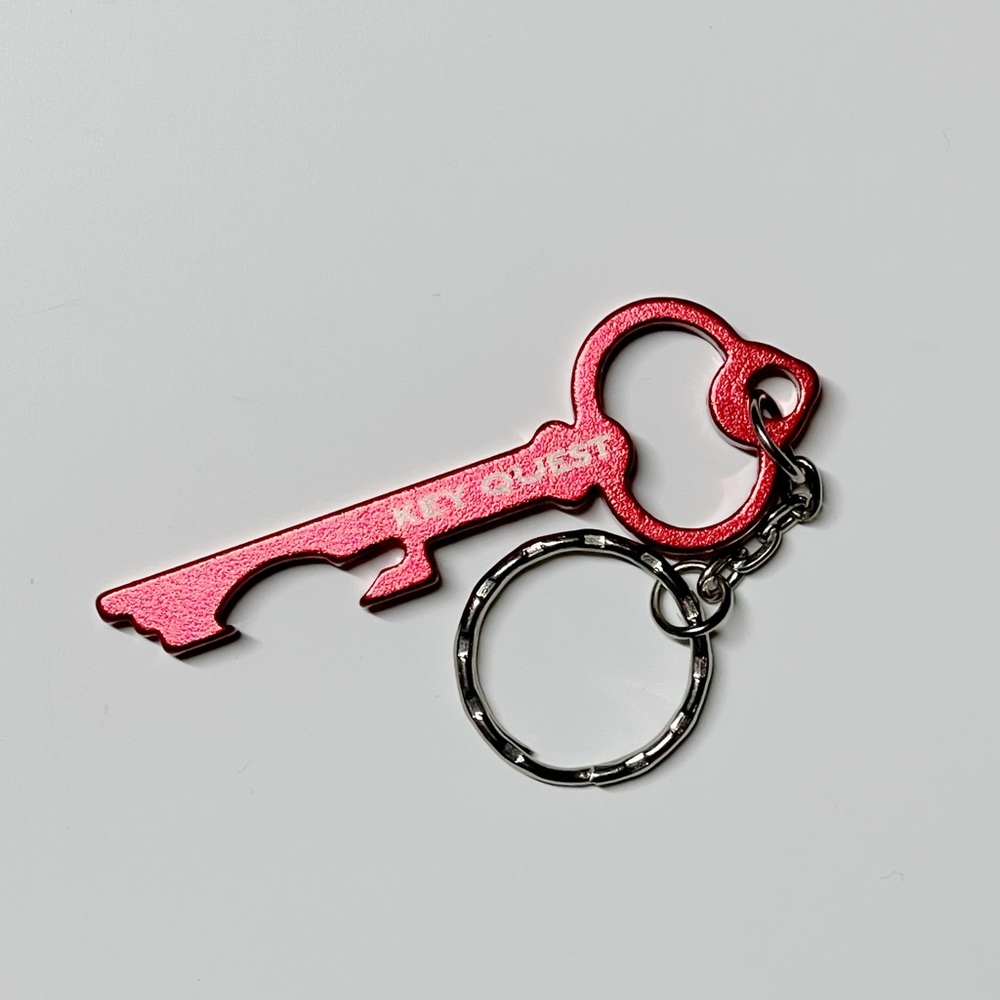Keyquest Company Bottle Opener Red Key Keychain Key Ring